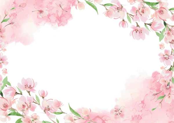 Alcohol Ink Background Cherry Blossom Frame — Stock Photo, Image