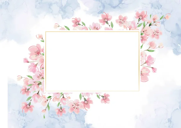 Alcohol Ink Background Cherry Blossom Frame — Fotografia de Stock