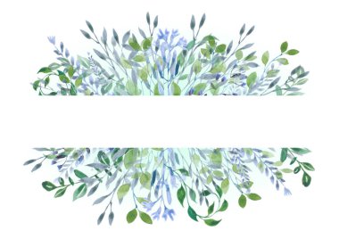 Suluboya parçalarının botanik dekoratif çerçevesi