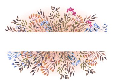 Suluboya parçalarının botanik dekoratif çerçevesi