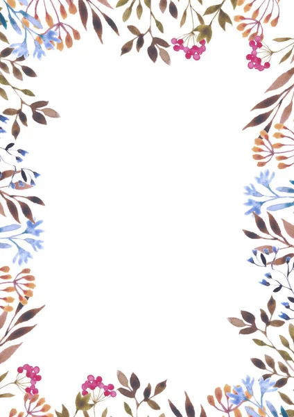 Suluboya parçalarının botanik dekoratif çerçevesi