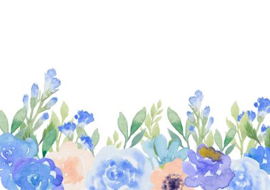 Mavi gül dekorasyon çerçevesinin tasviri