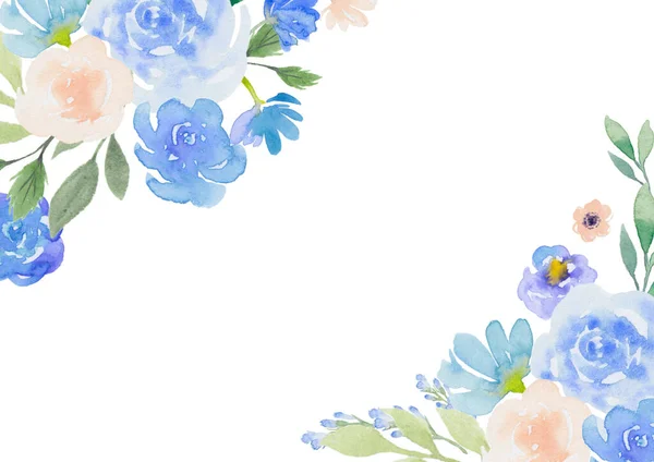 Illustration Der Blauen Rose Dekoration Rahmen — Stockfoto