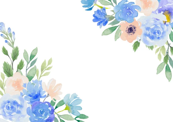 Illustration Cadre Décoration Rose Bleue — Photo