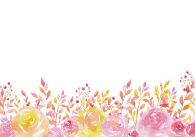 Kırmızı ve sarı gül dekorasyon çerçeve çizimi