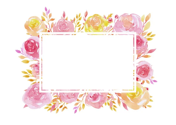 Red Yellow Rose Decoration Frame Illustration — Stock Photo, Image
