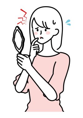 Dudakları pürüzlü bir kadının tasviri.