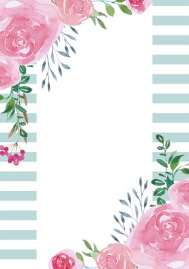 Pembe gül dekoratif çerçeve