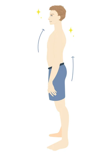 Side View Illustration Man Good Posture — Stock Vector
