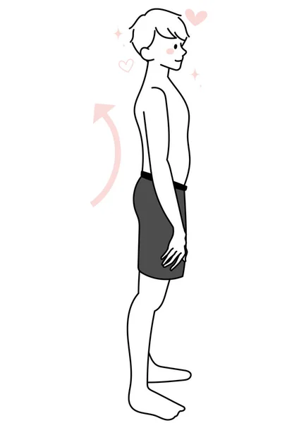 Ilustración Hombre Una Postura Recta — Vector de stock