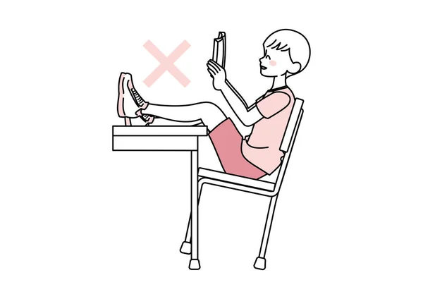 Illustrazione Della Postura Bambino Seduto Una Sedia — Vettoriale Stock