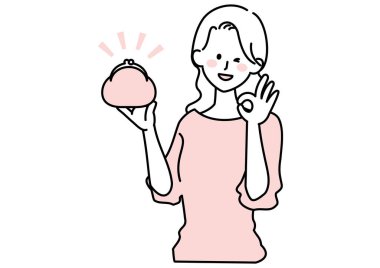 Cüzdan tutan bir kadının resmi.