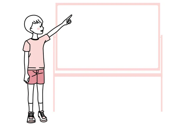 小学学生指着白板的图解 — 图库矢量图片