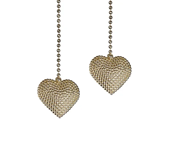 Two Gold Hearts  for Valentines Day. — Stock Photo, Image