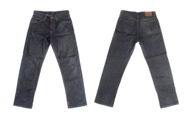 beyaz arkaplanda izole edilmiş mavi kot pantolon