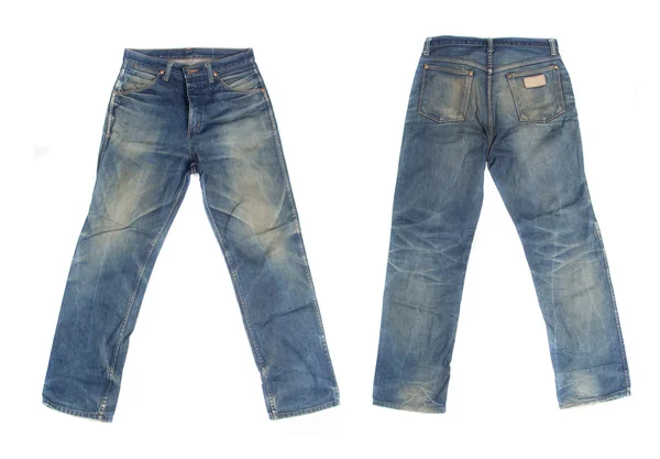 Jeans azules aislados sobre fondo blanco —  Fotos de Stock