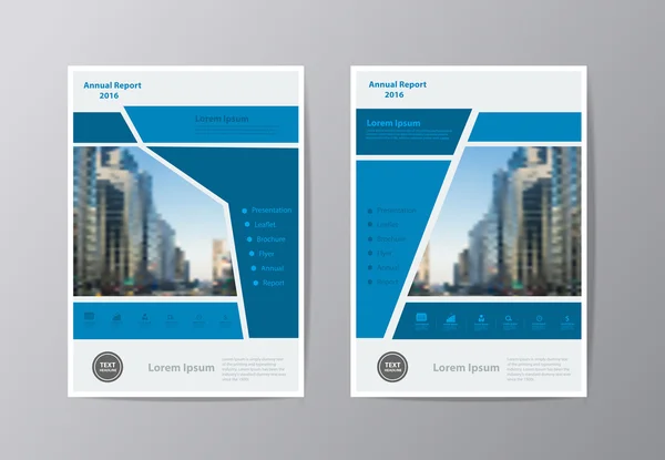 Mavi yıllık rapor broşür broşür ve ilan şablonu A4 boyutunda — Stok Vektör