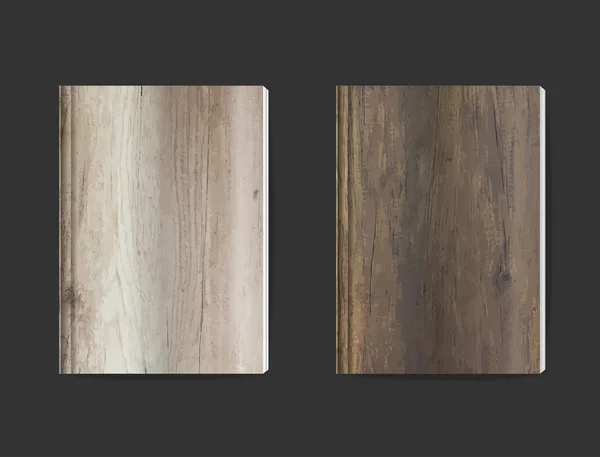 Prázdné knihy obalový design s dřevěnými textury pozadí — Stockový vektor