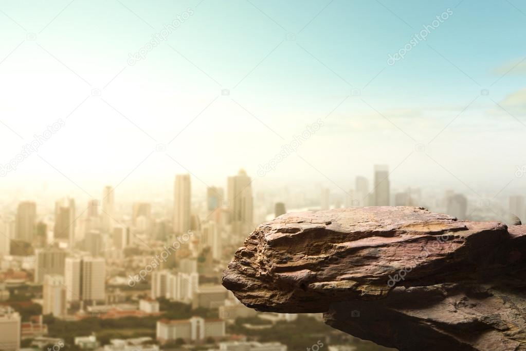 Blank space of cliff edge on modern skyscraper top view