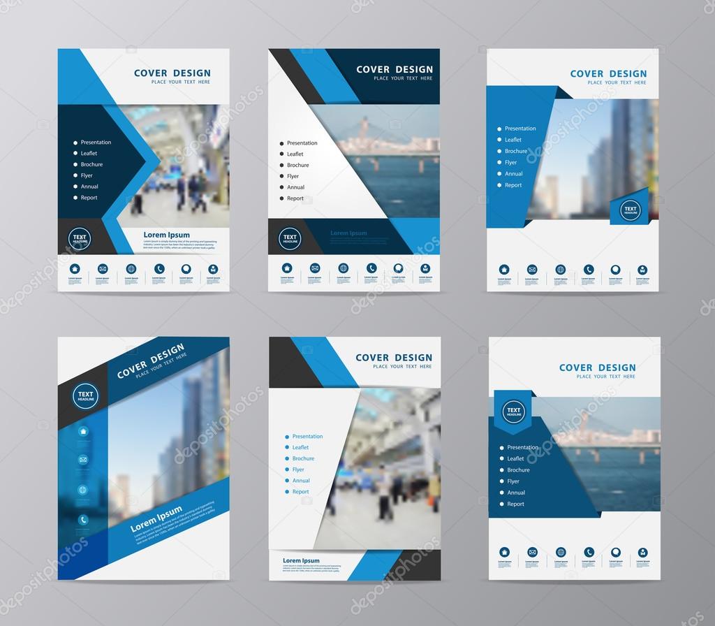 Blue annual report brochure flyer design template vector