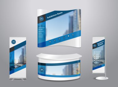 Ticaret Fuar Standı kapak sunu soyut geometrik arka plan ile kümesi