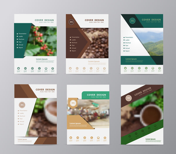 Annual report brochure flyer design template coffee beans background