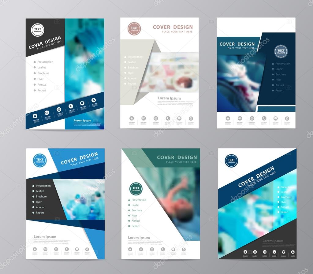 Blue annual report brochure flyer design operating room background