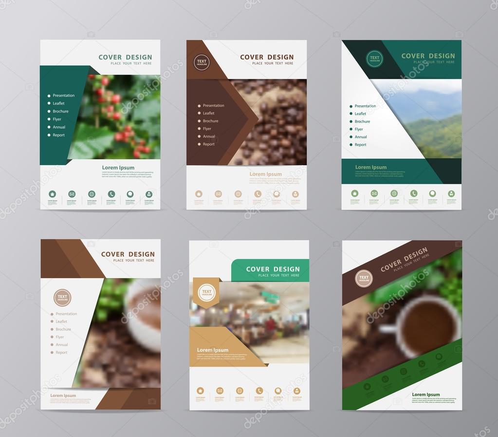 Annual report brochure flyer design template coffee beans background