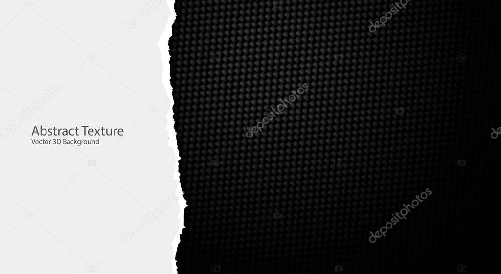Vector torn paper edges on dark black geometric grid background design