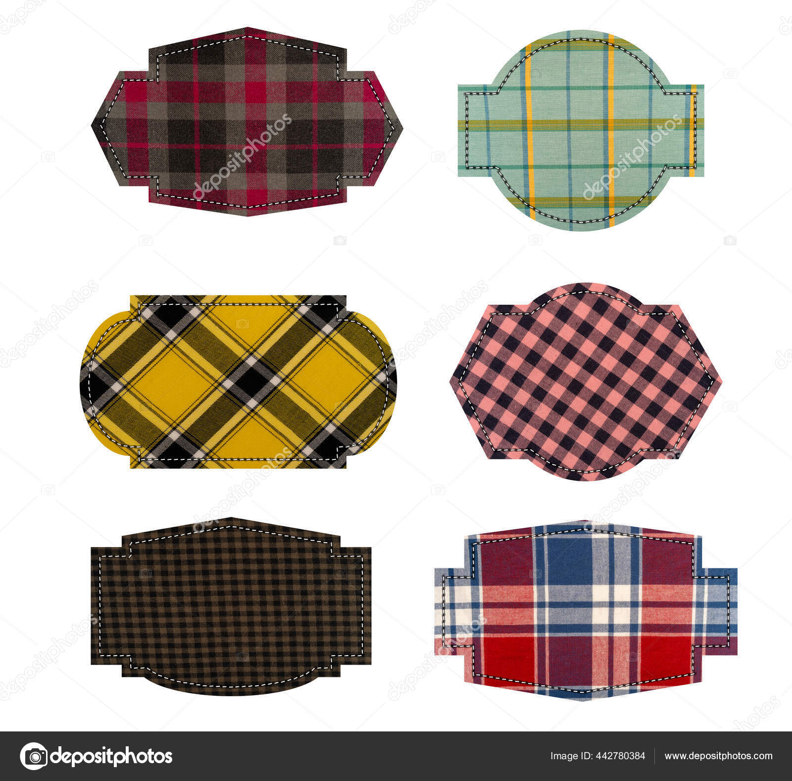 Textile Labels Tags Fabric Texture Isolated White Background Stock ...