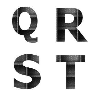 Metal raf yazı tipi tasarımı alfabe harfi, beyaz arkaplanda izole edilmiş