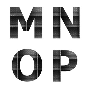 Metal raf yazı tipi tasarımı alfabe harfi, beyaz arkaplanda izole edilmiş