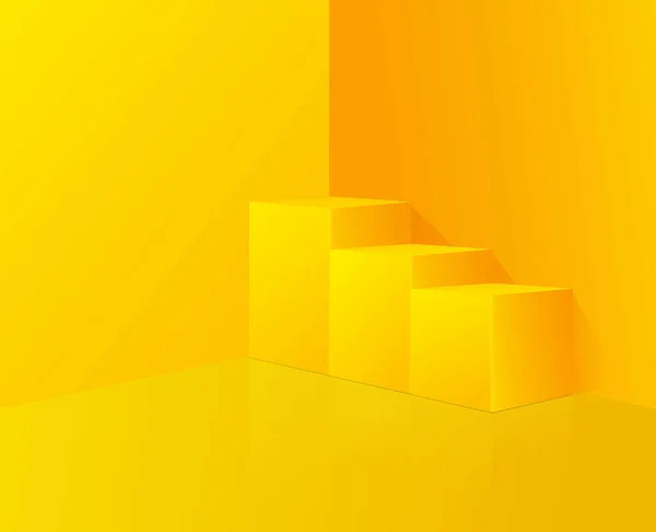 Векторный Абстрактный Жёлтый Макет Дизайном Подиума — стоковый вектор