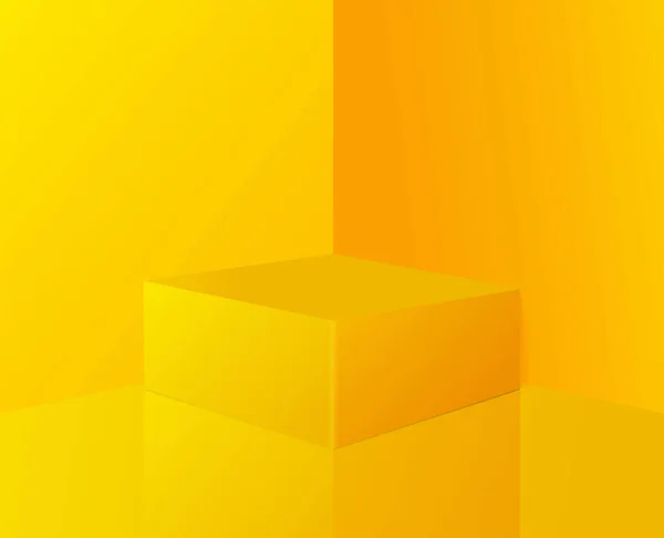 ベクトル抽象黄色のモックアップ構成と表彰台のデザイン — ストックベクタ