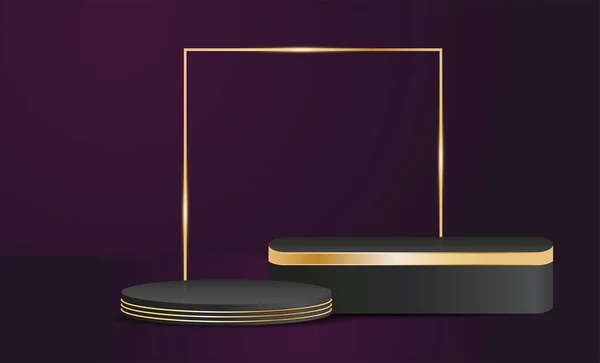 Векторный Стенд Продукции Черно Золотого Цвета Фон Концепта Luxury Макияж — стоковый вектор