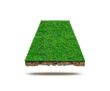 Beyaz arka planda yeşil çimen alanı, spor sahası. Yaz takım oyunları.