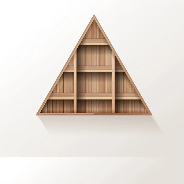 Półka Drewna Wektorowego Drewniane Półki Tło Kształt Trójkąta Kreatywny Design — Wektor stockowy