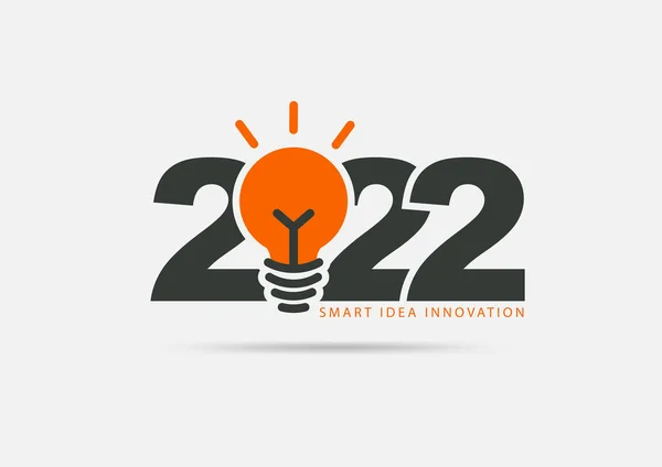 Логотип 2022 Новый Год Креативным Дизайном Лампочки Векторная Иллюстрация Современный — стоковый вектор