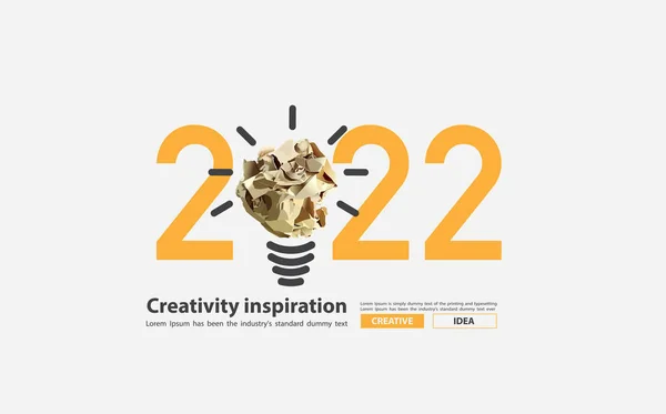 2022 Рік Натхнення Творчості Збитою Паперовою Лампочкою Ідеї Концепції Дизайну — стоковий вектор