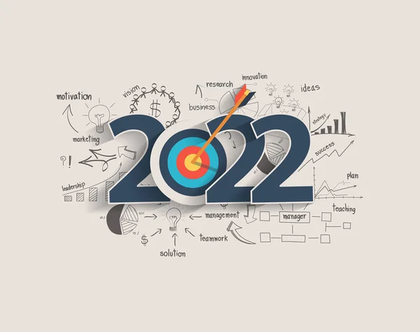 2022 Nouvelle Année Concept Public Cible Graphiques Graphiques Dessin Pensée — Image vectorielle