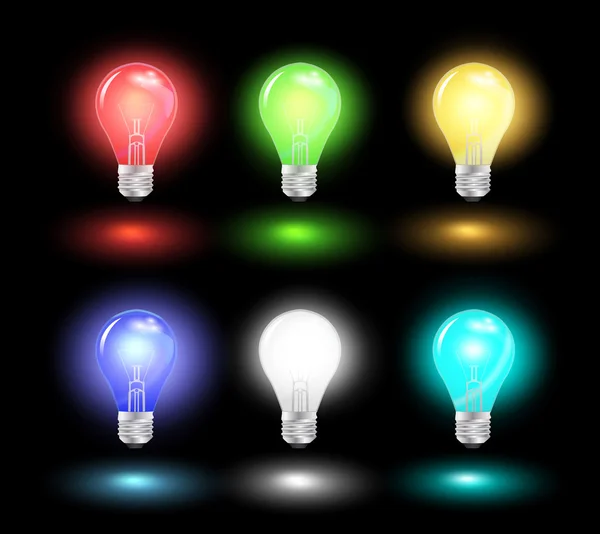 Glowing light bulb ideas — Stock Vector