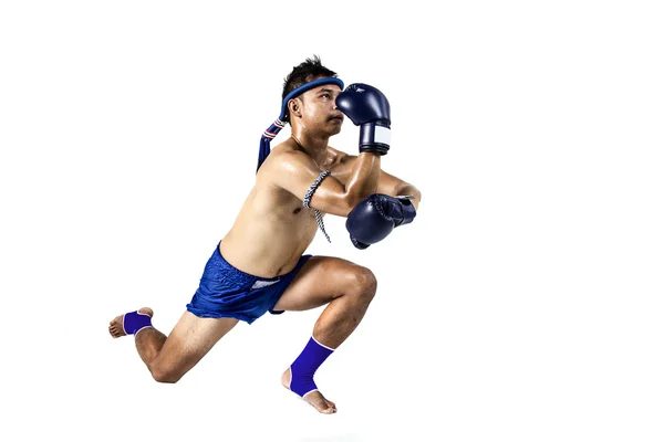 Thai boxer with thai boxing action — Stock Photo, Image