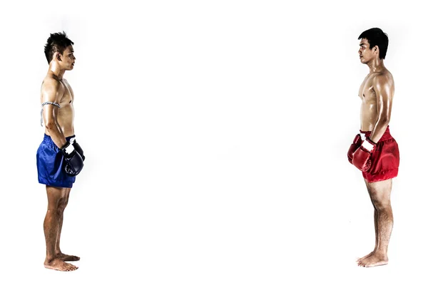 İki Asyalı adam Studio Tay boks antreman — Stok fotoğraf