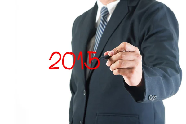 Empresário mão desenho 2015 feliz ano novo — Fotografia de Stock