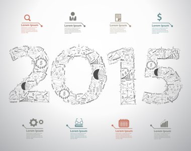 Yeni yıl 2015 metin tasarım yaratıcı çizim iş başarı ile