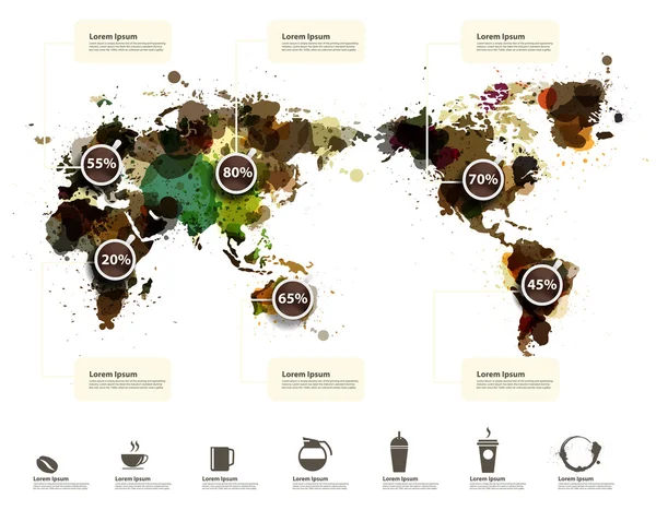 コーヒーのテーマにしたインフォ グラフィック — ストックベクタ