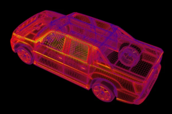 Wireframe van automodel — Stockfoto