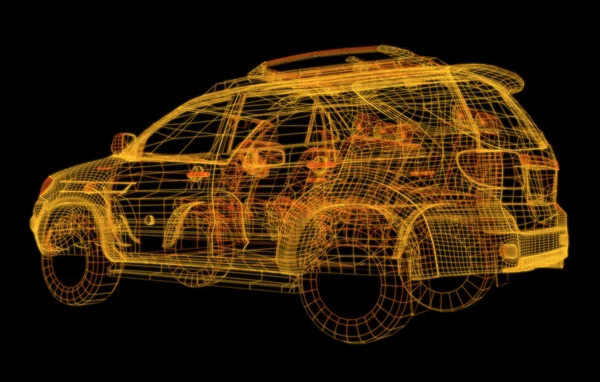 Wireframe of car model — Stock Photo, Image