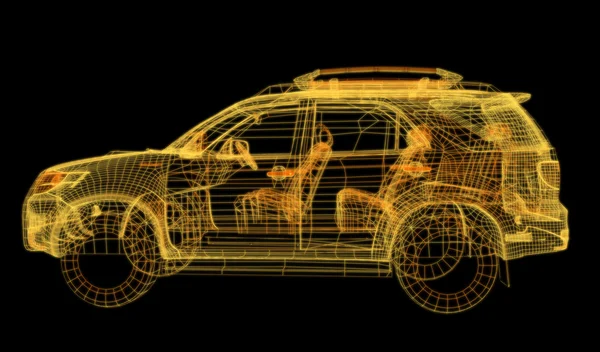 Wireframe of car model — Stock Photo, Image