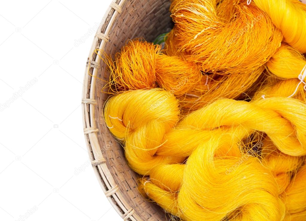 Silk thread hanks in basket